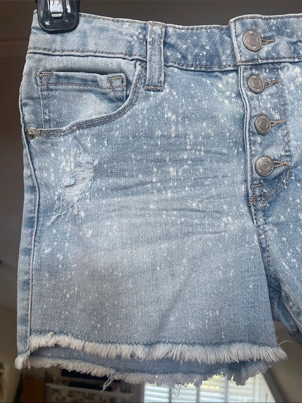 Imperial Star Light Blue Distressed Denim Shorts